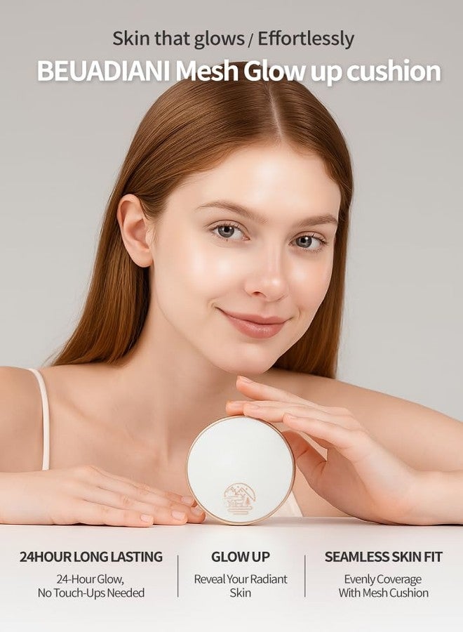 Beaudiani Mesh Glow Cushion Foundation Dewy Korean Cushion with Gemstone Complex & Skincare Benefits (12g) (#1 Natural Cover Daily (#21)) - Image 2
